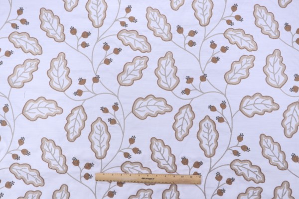 Trousseau Paisley Embroidered Drapery Fabric in Mica