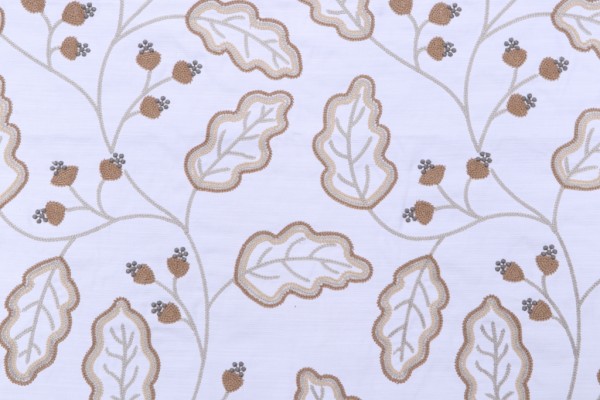 Trousseau Paisley Embroidered Drapery Fabric in Mica