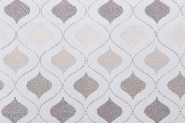 Ogee Embroidered Drapery Fabric in Pebble