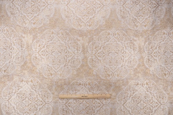 Covington Vogue Damask Woven Upholstery Fabric in Empire Gold