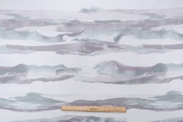 Engulf Printed Cotton Drapery Fabric in Grey