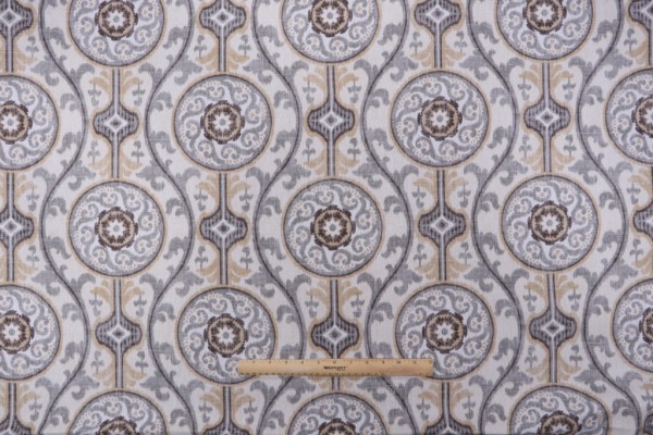 Sample of Magnolia Home Oh Suzanni Printed Cotton Drapery Fabric in Metal 