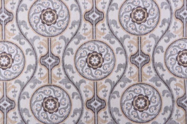 Sample of Magnolia Home Oh Suzanni Printed Cotton Drapery Fabric in Metal 