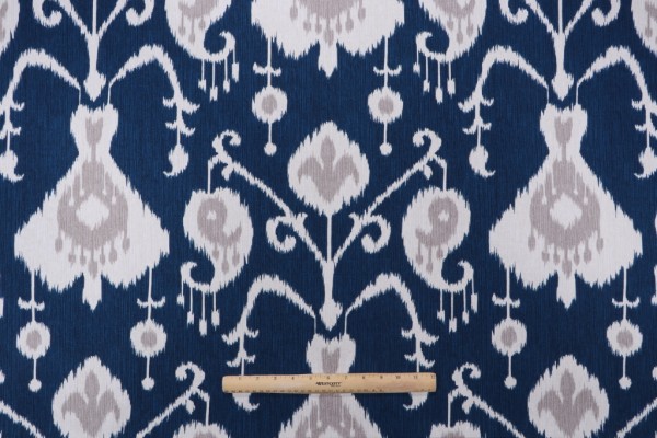 Magnolia Home Java Printed Cotton Drapery Fabric in Navy 