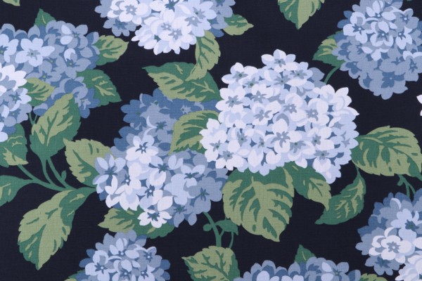 Magnolia Home Summerwind Printed Cotton Drapery Fabric in Navy 