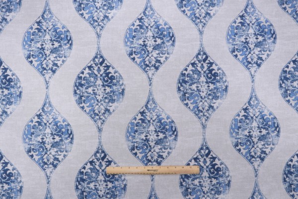 Sample of Magnolia Home Romano Printed Cotton Drapery Fabric in Ocean 