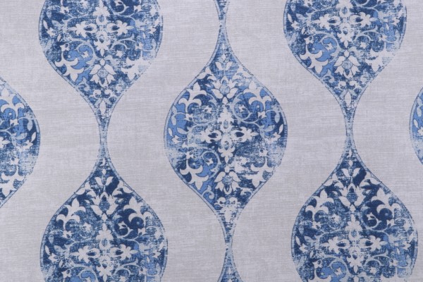Sample of Magnolia Home Romano Printed Cotton Drapery Fabric in Ocean 
