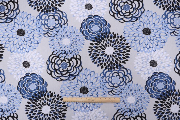 Sample of Magnolia Home Lancaster Printed Cotton Drapery Fabric in Oceanside 