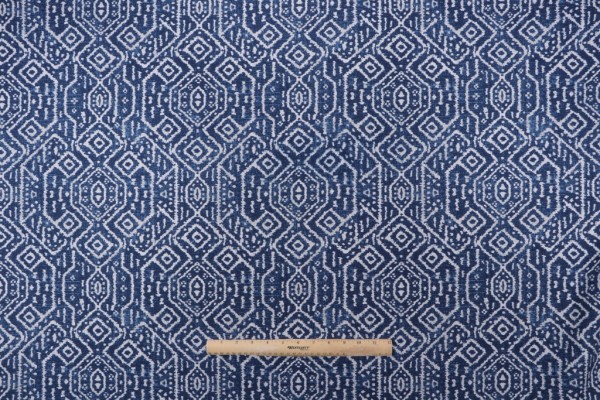 Magnolia Home Mesa Printed Cotton Drapery Fabric in Navy 