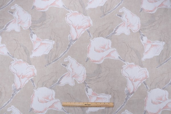Magnolia Home Calla Printed Cotton Drapery Fabric in Driftwood 