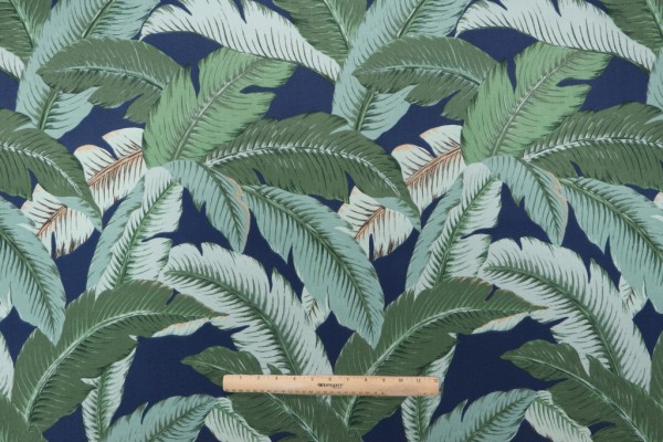 Sample of Tommy Bahama Swaying Palms Printed Polyester Outdoor Fabric in Baltic 