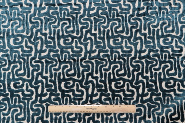 Hamilton Trotter Velvet Upholstery Fabric in Teal 