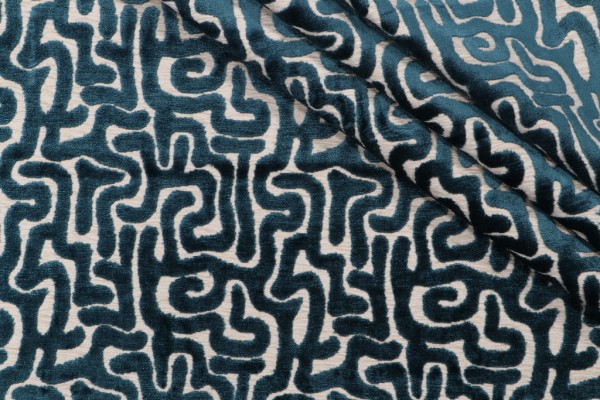 Hamilton Trotter Velvet Upholstery Fabric in Teal 