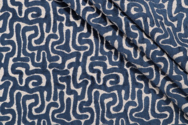 Hamilton Trotter Velvet Upholstery Fabric in Navy 