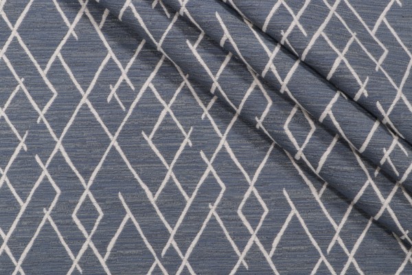 Fretwork Woven Upholstery Fabric in Bluestone