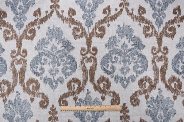 Elizabeth Damask Upholstery Fabric in Delft 