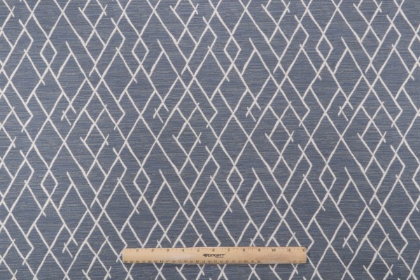 Fretwork Woven Upholstery Fabric in Bluestone