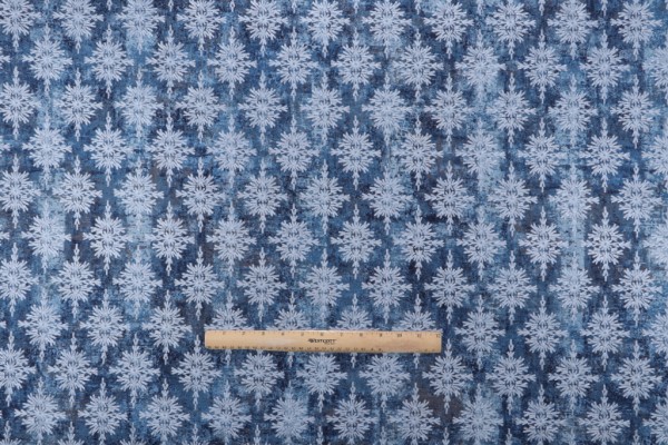 Sample of PK Lifestyles Asterisk Printed & Embroidered Cotton Drapery Fabric in Indigo 