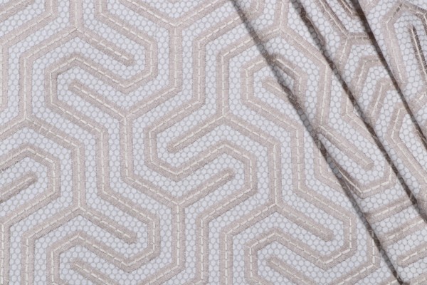 PK Lifestyles Cayden Embroidered Drapery Fabric in Sand 