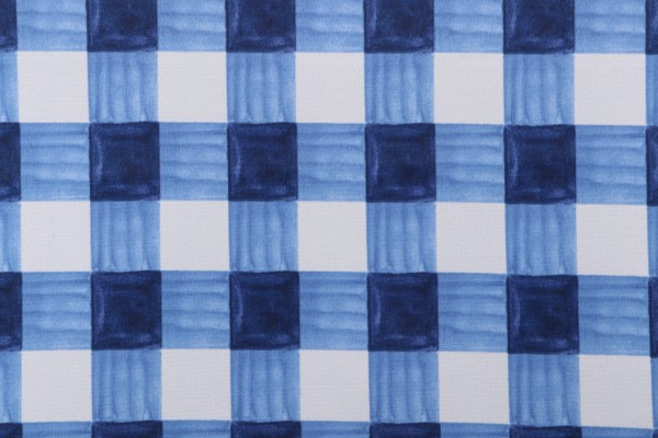 PK Lifestyles Painterly Plaid Printed Polyester Outdoor Fabric in Sky 
