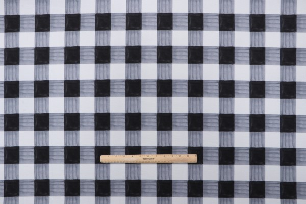 PK Lifestyles Painterly Plaid Printed Polyester Outdoor Fabric in Ebony 
