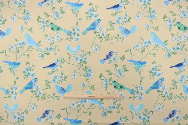 PK Lifestyles Tweet Toile Printed Polyester Outdoor Fabric in Sunshine 
