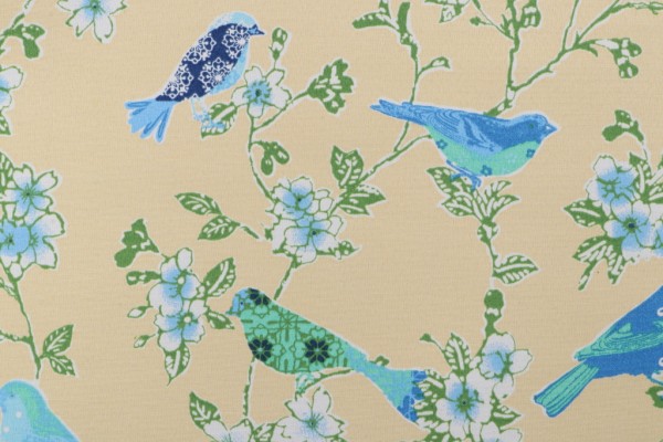 PK Lifestyles Tweet Toile Printed Polyester Outdoor Fabric in Sunshine 