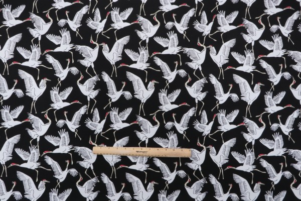 Novogratz Block Cranes Printed Polyester Outdoor Fabric in Ebony 
