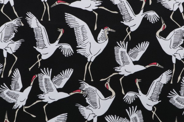Novogratz Block Cranes Printed Polyester Outdoor Fabric in Ebony 
