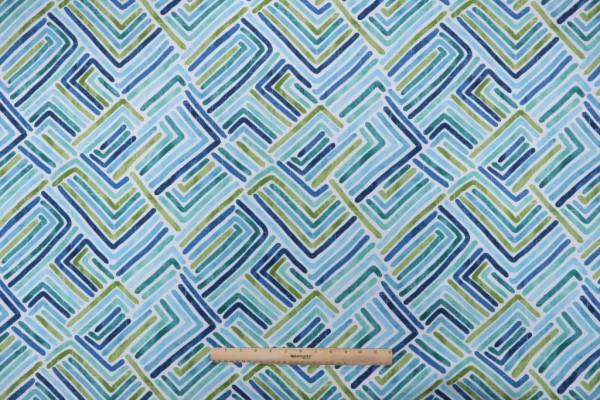 Sample of Richloom Estie Printed Polyester Outdoor Fabric in Ocean 