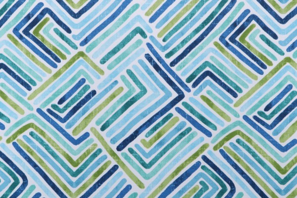 Sample of Richloom Estie Printed Polyester Outdoor Fabric in Ocean 