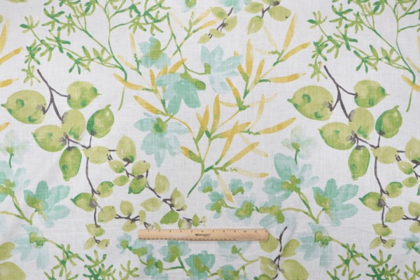 Braemore Gazebo Printed Linen Blend Drapery Fabric in Citrus 