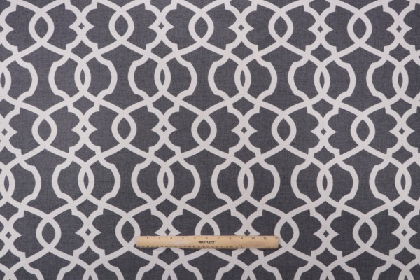 Magnolia Home Trellis Printed Cotton Drapery Fabric in Granite 