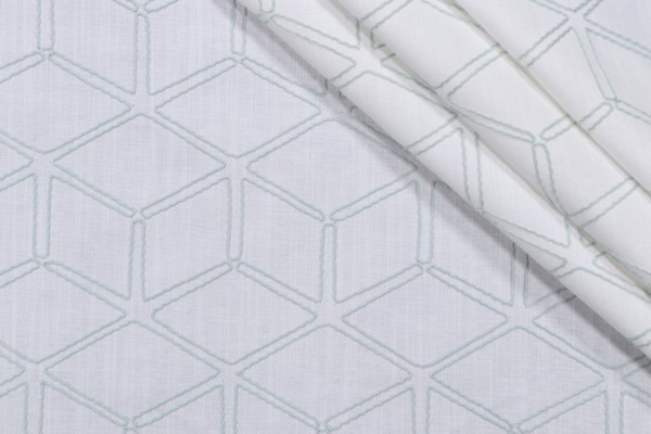 Sample of Valiant Fabrics Optic Embroidered Drapery Fabric in Spa 