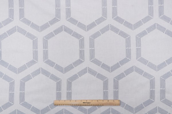 Valiant Fabrics Elixir Embroidered Drapery Fabric in Nautic 