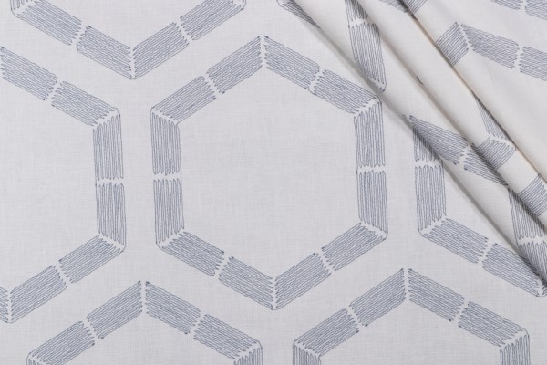 Valiant Fabrics Elixir Embroidered Drapery Fabric in Nautic 