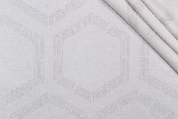 Sample of Valiant Fabrics Elixir Embroidered Drapery Fabric in Stone 