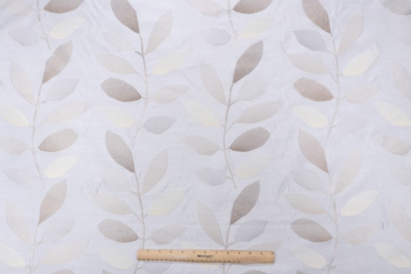 Valiant Fabrics Emily Embroidered Drapery Fabric in Vanilla 