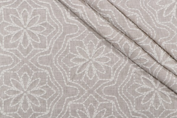 Valiant Fabrics Alpine Embroidered Drapery Fabric in Linen 