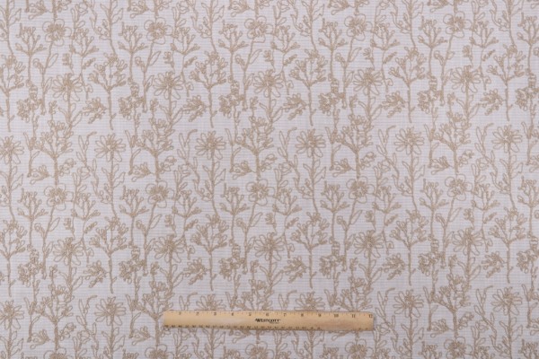 Valiant Fabrics Millie Embroidered Drapery Fabric in Linen 
