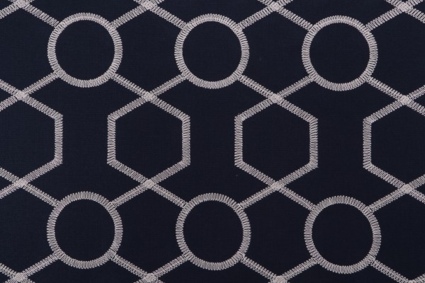 Valiant Fabrics Kendall Embroidered Drapery Fabric in Navy