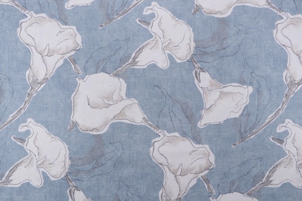 Magnolia Home Calla Printed Cotton Drapery Fabric in Ocean