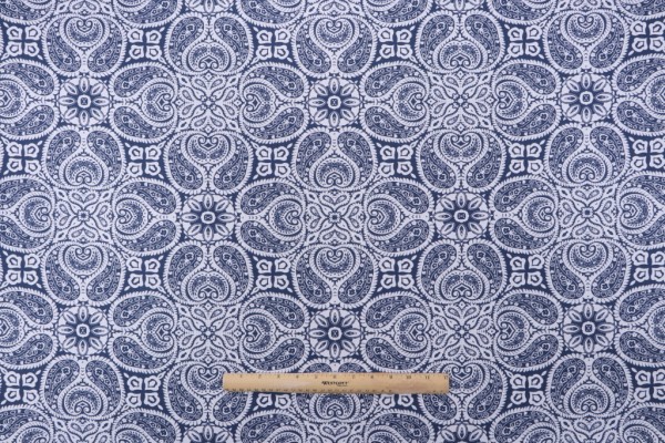 Magnolia Home Tibet Printed Cotton Drapery Fabric in Navy