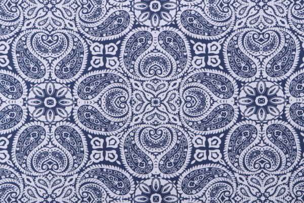 Magnolia Home Tibet Printed Cotton Drapery Fabric in Navy