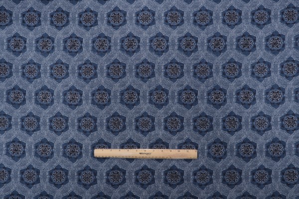 PK Lifestyles Trinket Printed Cotton Drapery Fabric in Indigo