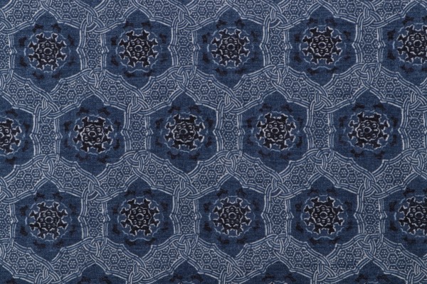 PK Lifestyles Trinket Printed Cotton Drapery Fabric in Indigo