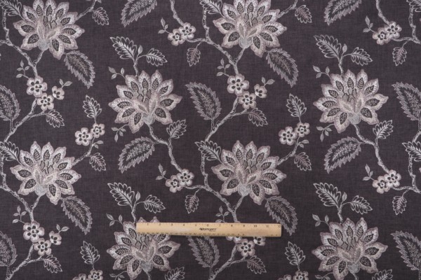 Waverly Perennial Embroidered Drapery Fabric in Porcini
