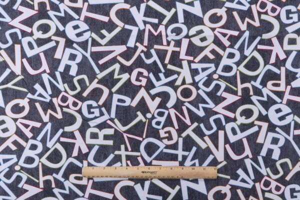 Click for 13.5 Yards Waverly Alphabets Printed Cotton Drapery Fabric in Noir Waverly Alphabets Printed Cotton Drapery Fabric in Noir