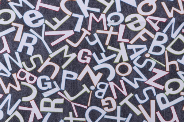 Click for 14.5 Yards Waverly Alphabets Printed Cotton Drapery Fabric in Noir Waverly Alphabets Printed Cotton Drapery Fabric in Noir