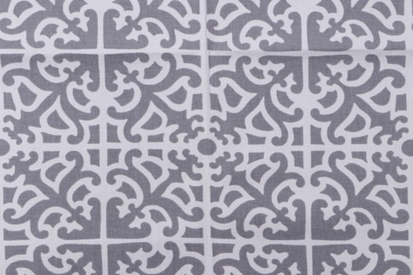 Williamsburg Parterre Printed Cotton Drapery Fabric in Gray